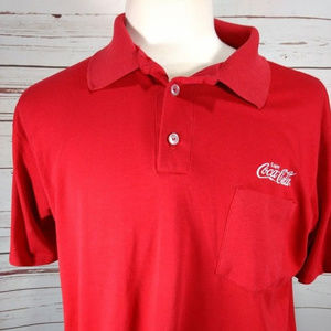 Vintage Coca Cola Mens Red Polo Shirt Union Made